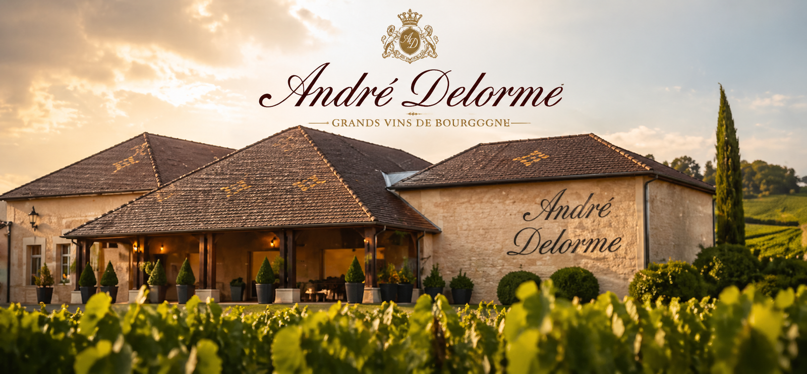 Vignoble André Delorme au coucher du soleil