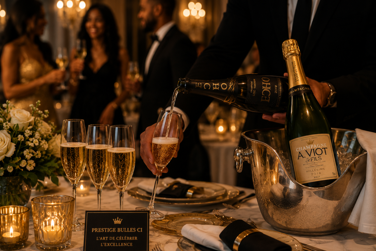 Célébration élégante avec champagne et chandelles