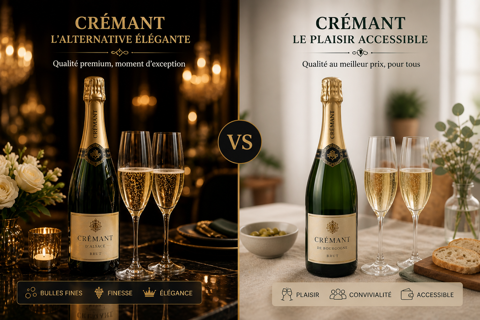Crémant luxe vs simplicité